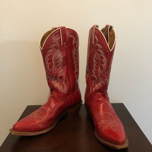 Nocona Red Leather Western Style Boots